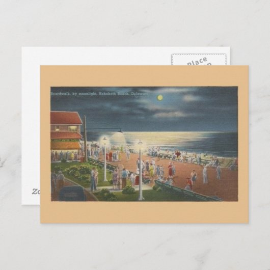  Rehoboth Beach by Moonlight Post Card Briefkaart (Voorkant / Achterkant)