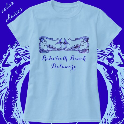 Rehoboth Beach Delaware Art Deco Mermaids T-shirt