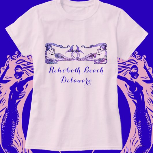 Rehoboth Beach Delaware Art Deco Mermaids T-shirt