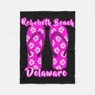 Rehoboth Beach Delaware Coastal Seashore Pink Flip Fleece Deken