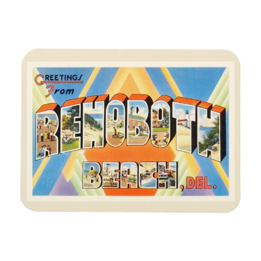Rehoboth Beach Delaware DE Vintage Travel Briefkaa Magneet (Horizontaal)