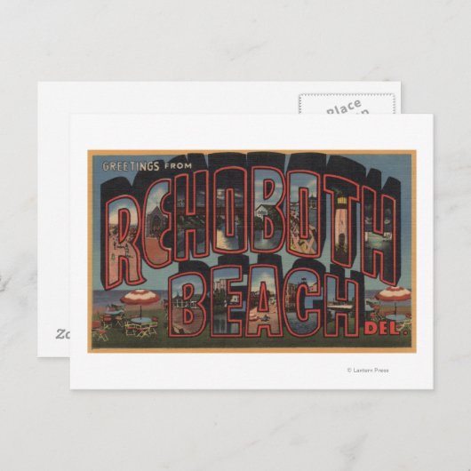 Rehoboth Beach, Delaware - Grote Letter-scènes Briefkaart (Voorkant / Achterkant)