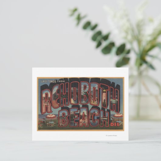 Rehoboth Beach, Delaware - Grote Letter-scènes Briefkaart (Staand voorkant)