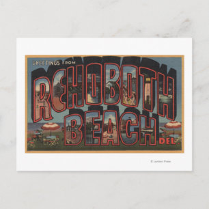 Rehoboth Beach, Delaware - Grote Letter-scènes Briefkaart