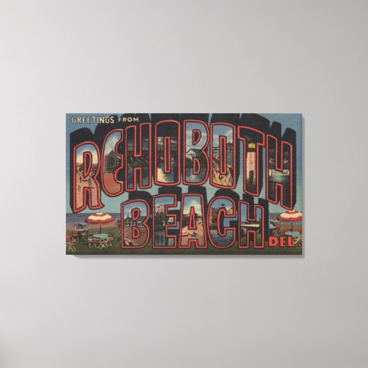 Rehoboth Beach, Delaware - Grote Letter-scènes Canvas Afdruk (Voorkant)