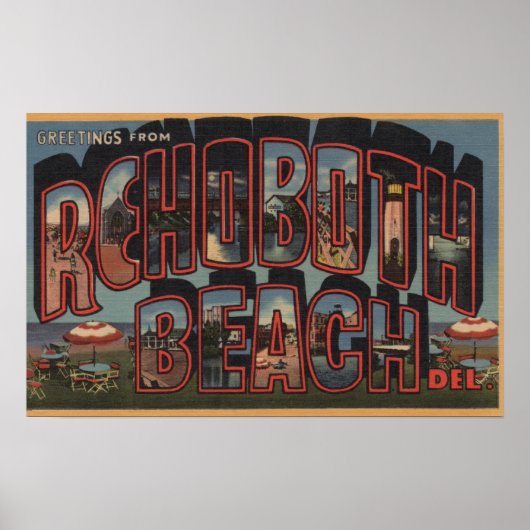 Rehoboth Beach, Delaware - Grote Letter-scènes Poster (Voorkant)