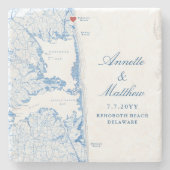 Rehoboth Beach Delaware Kaart Bruiloft Keepsake Stenen Onderzetter (Voorkant)