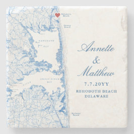 Rehoboth Beach Delaware Kaart Bruiloft Keepsake Stenen Onderzetter