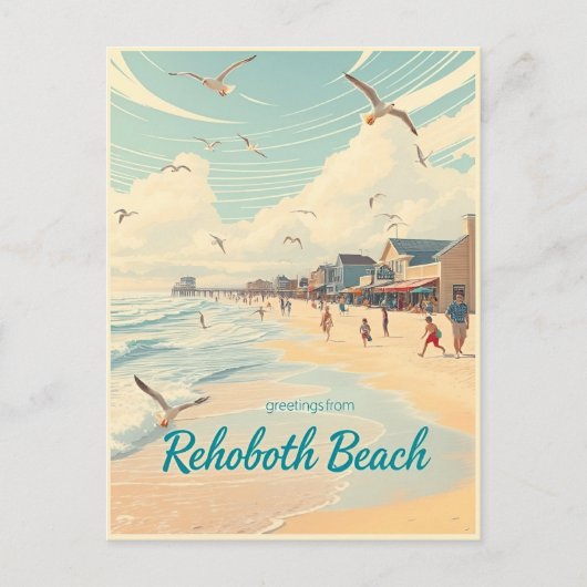 Rehoboth Beach, Delaware – Kust vintage Briefkaart (Voorkant)