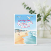 Rehoboth Beach, Delaware Kust Vintage Briefkaart (Staand voorkant)