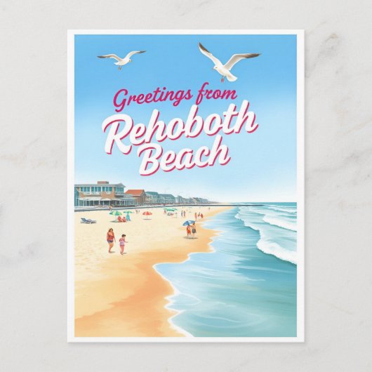 Rehoboth Beach, Delaware Kust Vintage Briefkaart (Voorkant)