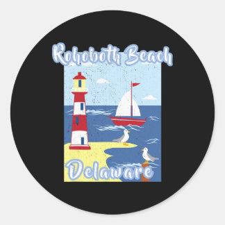 Rehoboth Beach Delaware Lighthouse Nautical Coasta Ronde Sticker