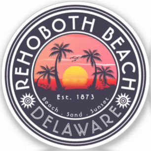 Rehoboth Beach Delaware Palmbomen Vintage 80s Sticker