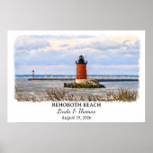 Rehoboth Beach Delaware Poster, Watercolor, Op Maa Poster (Voorkant)