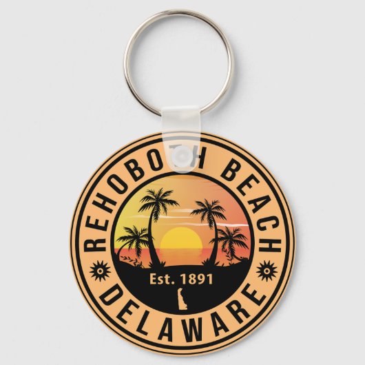 Rehoboth Beach Delaware Retro Sunset Souvenirs 60s Sleutelhanger (Voorkant)