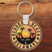 Rehoboth Beach Delaware Retro Sunset Souvenirs 60s Sleutelhanger (Voorkant)