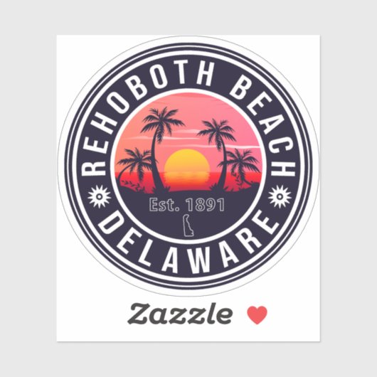 Rehoboth Beach Delaware Retro Sunset Souvenirs 70s Sticker (Vel)