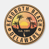Rehoboth Beach Delaware Retro Sunset Souvenirs Magneet (Voorkant)
