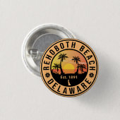 Rehoboth Beach Delaware Retro Sunset Souvenirs Ronde Button 3,2 Cm (Voorkant /achterkant)