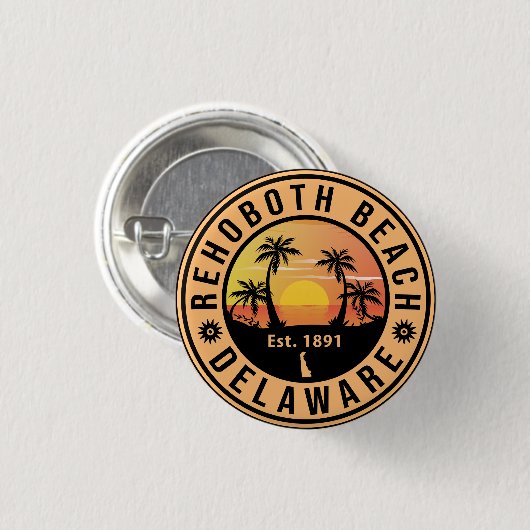 Rehoboth Beach Delaware Retro Sunset Souvenirs Ronde Button 3,2 Cm (Voorkant /achterkant)