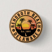 Rehoboth Beach Delaware Retro Sunset Souvenirs Ronde Button 3,2 Cm (Voorkant)
