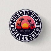 Rehoboth Beach Delaware Retro Sunset Souvenirs Ronde Button 3,2 Cm (Voorkant)