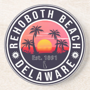 Rehoboth Beach Delaware Retro Sunset Souvenirs Zandsteen Onderzetter