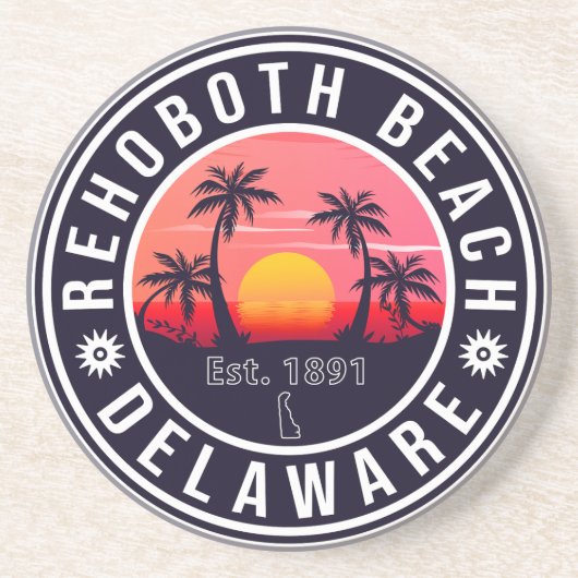 Rehoboth Beach Delaware Retro Sunset Souvenirs Zandsteen Onderzetter (Voorkant)