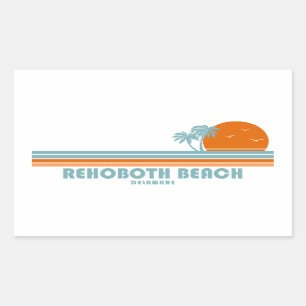 Rehoboth Beach Delaware Sun Palm Trees Rechthoekige Sticker