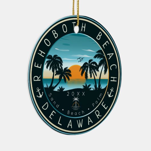 Rehoboth Beach Delaware Sunset Retro Souvenir 80s Keramisch Ornament (Rechts)