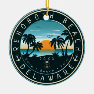 Rehoboth Beach Delaware Sunset Retro Souvenir 80s Keramisch Ornament