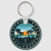 Rehoboth Beach Delaware Sunset Retro Souvenir 80s Sleutelhanger (Voorkant)