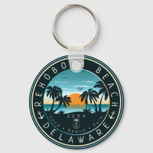Rehoboth Beach Delaware Sunset Retro Souvenir 80s Sleutelhanger