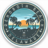 Rehoboth Beach Delaware Sunset Retro Souvenir 80s Sticker (Voorkant)