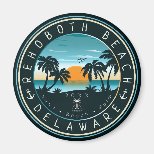 Rehoboth Beach Delaware Sunset Souvenir 80s Magneet (Voorkant)