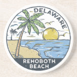 Rehoboth Beach Delaware Vintage Zandsteen Onderzetter<br><div class="desc">Rehoboth Beach hand getekende illustratie met oceaangolven op de achtergrond. Ideaal voor iedereen die graag Rehoboth Beach bezoekt.</div>