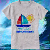 Rehoboth Beach Delaware  Waterverf Sailboot T-shirt