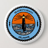 Rehoboth Beach. Ronde Button 4,0 Cm (Voorkant)