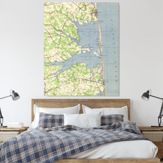  "Rehoboth & Bethany Beach DE Map" (1944) Canvas Afdruk (Insitu (Slaapkamer))
