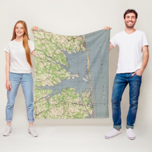  "Rehoboth & Bethany Beach DE Map" (1944) Fleece Deken