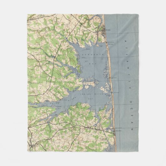  "Rehoboth & Bethany Beach DE Map" (1944) Fleece Deken (Voorkant)