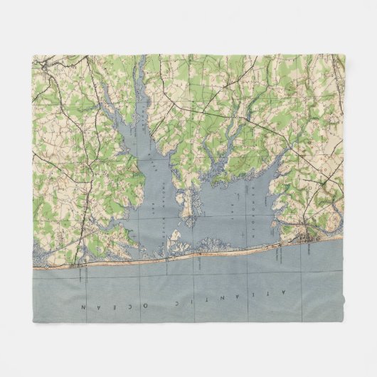  "Rehoboth & Bethany Beach DE Map" (1944) Fleece Deken (Voorkant (Horizontaal))