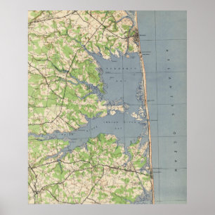 "Rehoboth & Bethany Beach DE Map" (1944) Poster