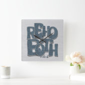Rehoboth Delaware Beach Denim Letter Wall Clock Vierkante Klok (Huis)