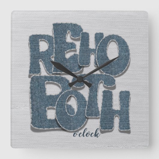 Rehoboth Delaware Beach Denim Letter Wall Clock Vierkante Klok (Voorkant)