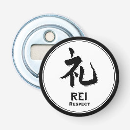 REI respecteert bushido deugd samurai kanji tattoo Button Flesopener