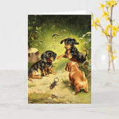 Reichert - Dachshund-Puppies in Play Kaart (Gele Bloem)