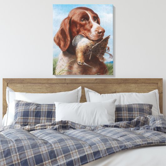 Reichert Gundog met Snipe Canvas Afdruk (Insitu (Slaapkamer))