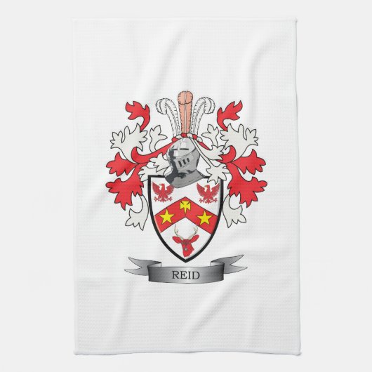 Reid Family Crest Coat of Arms Theedoek (Verticaal)