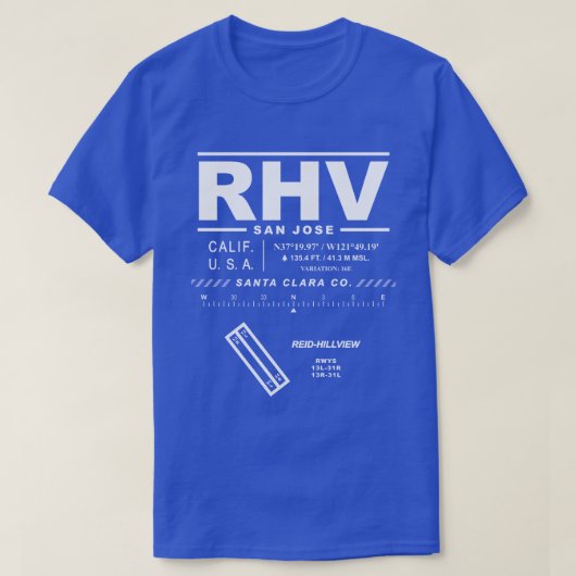 Reid-Hillview Airport Santa Clara Co. RHV T-shirt (Design voorkant)